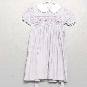 Vintage smocked blue embroidered boy girl pattern dress